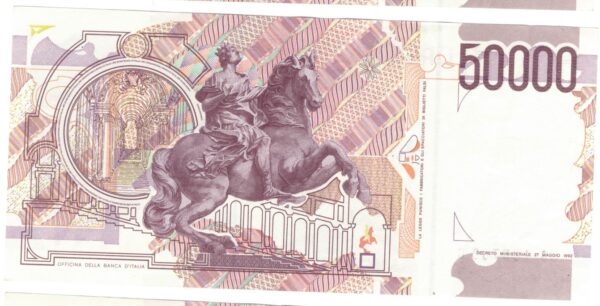 Lire 50.000 mila Bernini 2° tipo bicolore lettera C anno 16 ottobre 1995 - immagine 2