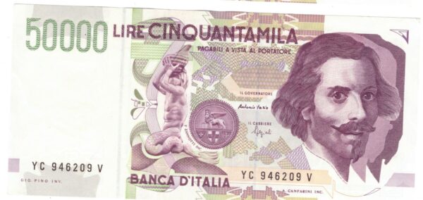 Lire 50.000 mila Bernini 2° tipo bicolore lettera C anno 16 ottobre 1995