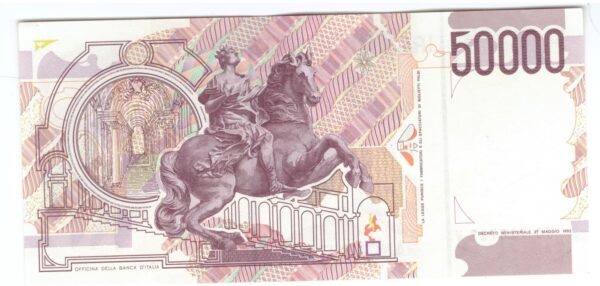 Lire 50.000 mila Bernini 2° tipo bicolore lettera C anno 16 ottobre 1995 - immagine 3