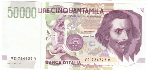 Lire 50.000 mila Bernini 2° tipo bicolore lettera C anno 16 ottobre 1995