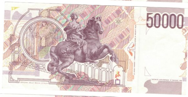 Lire 50.000 mila Bernini 2° tipo bicolore lettera C anno 16 ottobre 1995 - immagine 2