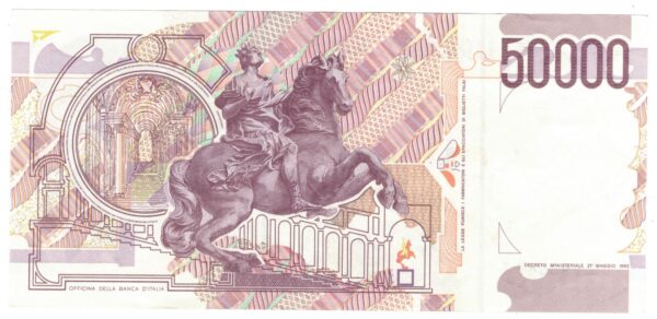 Lire 50.000 mila Bernini 2° tipo bicolore lettera C anno 16 ottobre 1995 - immagine 2