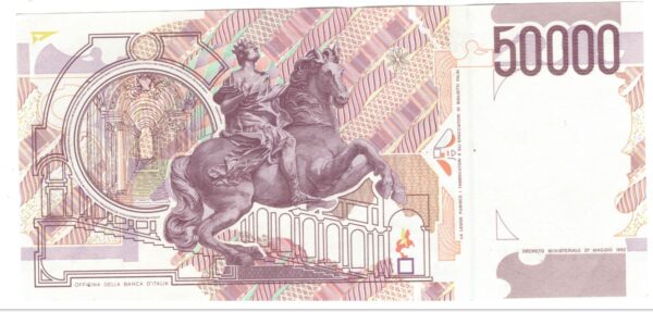 Lire 50.000 mila Bernini 2° tipo bicolore lettera C anno 16 ottobre 1995 - immagine 2