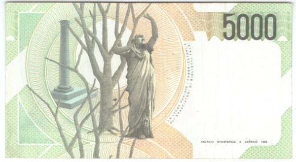 Lire 5.000 mila Bellini lettera D anno 25 luglio 2001 - immagine 2