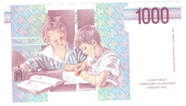 Lire 1.000 mila Montessori lettera A anno 24 ottobre 1990 - immagine 2